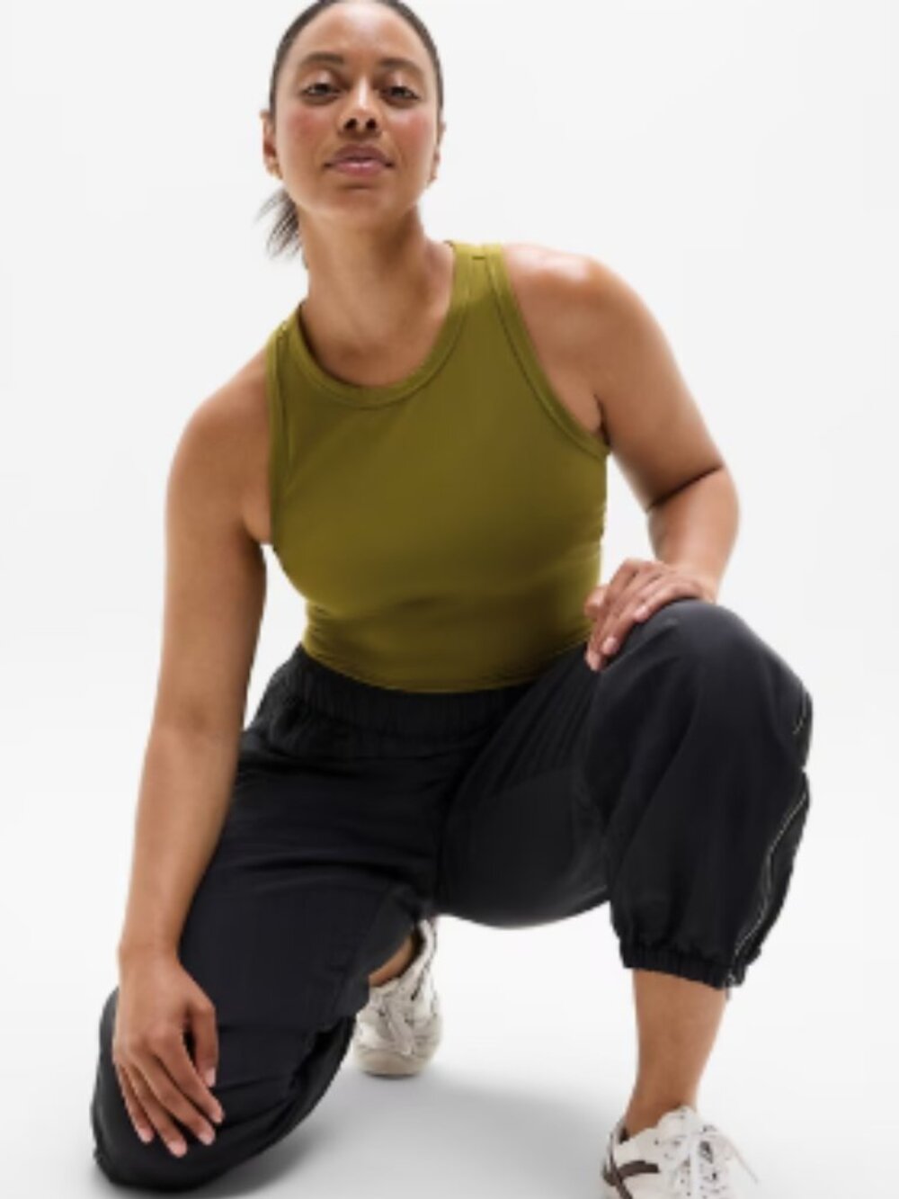 Athleta:  Transcend Crop Tank, Large, Picoline Olive